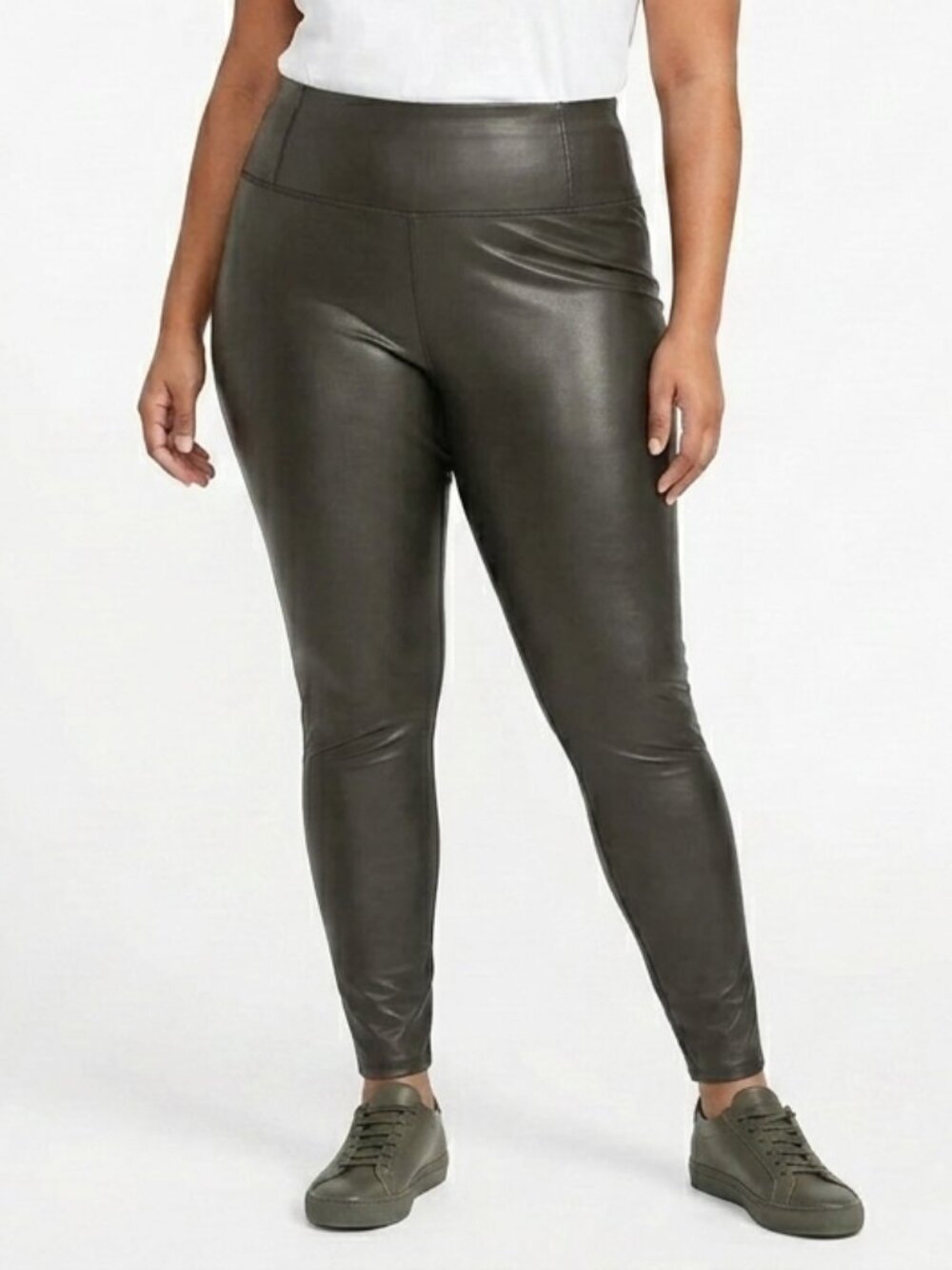 7 For All Mankind Olive/Gray Faux Leather Leggings NEW- Sz. 3X